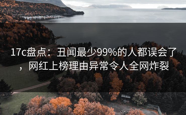 17c盘点：丑闻最少99%的人都误会了，网红上榜理由异常令人全网炸裂